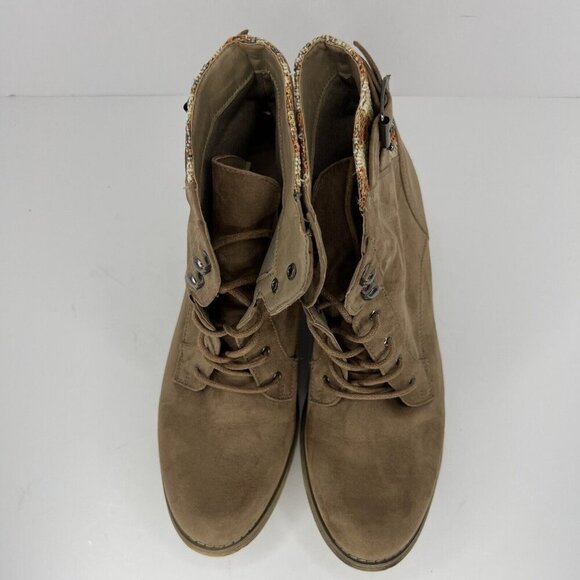 Just Fab Retro Boots Taupe Womens Size 10 Faux Suede Lace-Up Ankle Boots - Picture 5 of 9